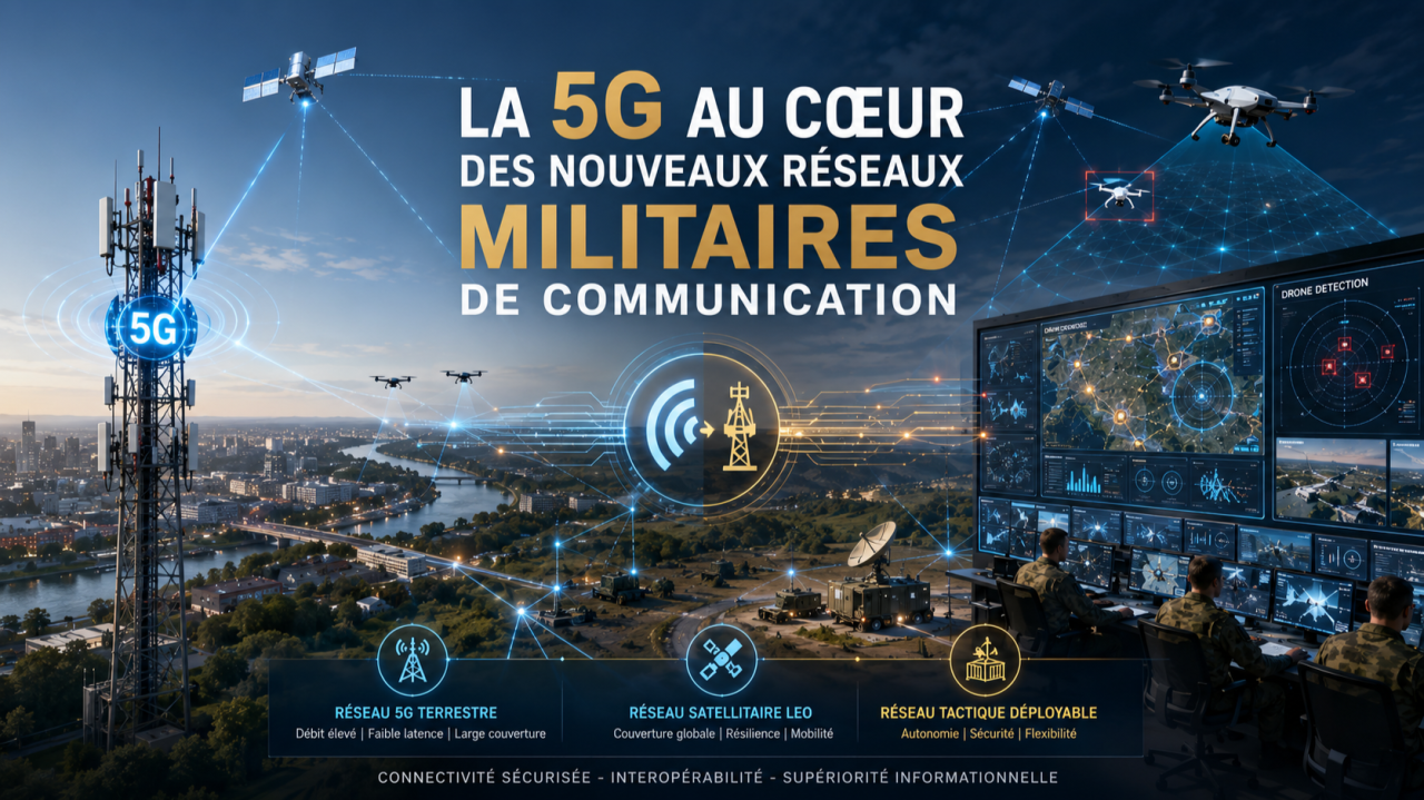 Illustration de réseaux 5G au service des communications militaires de nouvelle génération