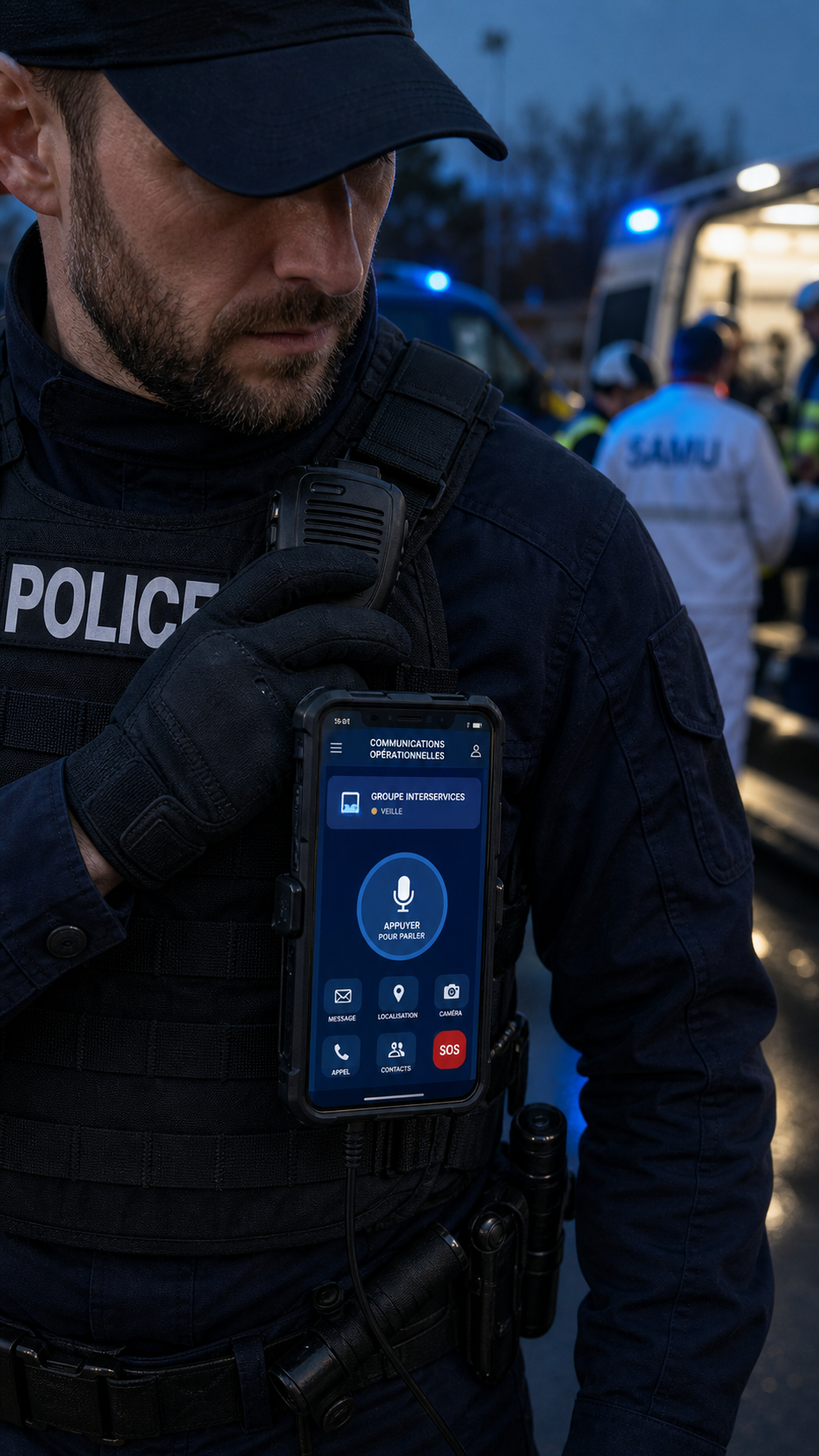 Police officer using an MCPTT terminal